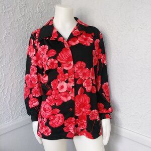 Vintage Black and Floral Blouse by Tan Jay